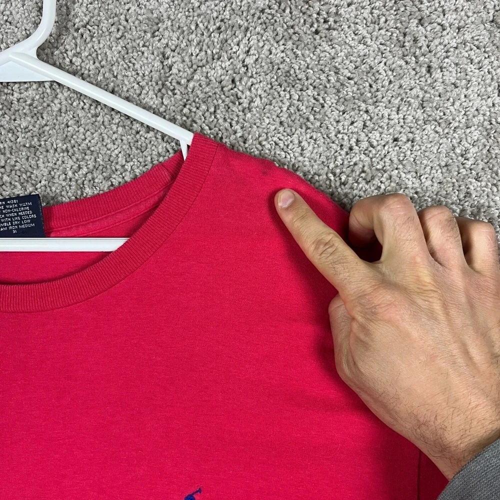 Polo Ralph Lauren Basic T-Shirt Mens L Red‎ Short Sleeve Tee Pony Classic FLAW